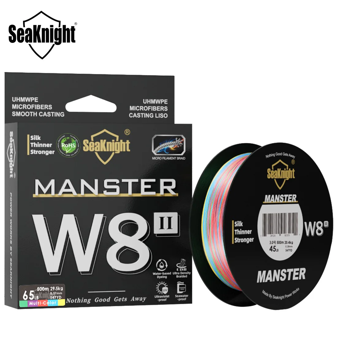 SeaKnight MANSTER W8 II Ligne tressée 8 brins 500M - Résistante UV et eau salée pour pêche maritime