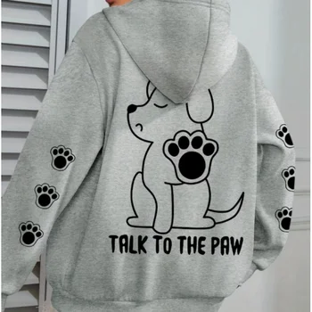 2025 الأوروبية والأمريكية الساخن بيع مطبوعة الكلب الحوار باو هوديي البلوز موضة الاتجاه بلوزة فضفاضة 6