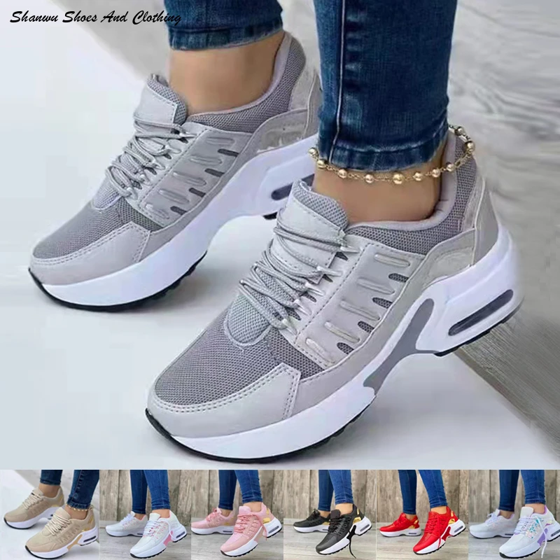

Fashion canvas sneakers Platform Casual For loafers Pluis Size Sport Running flat Mesh autumn women lace large size womens shoes