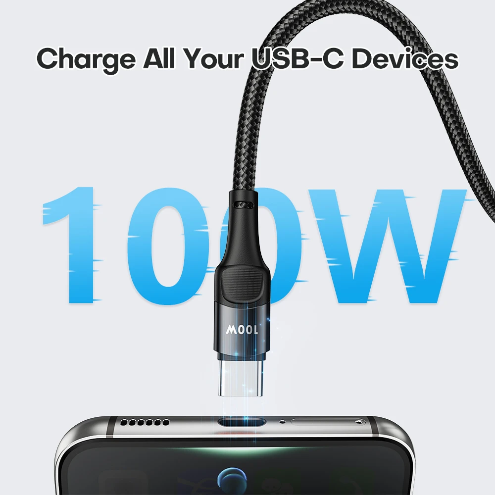 100W USB-C to USB-C Fast Charging Data Cable, 3M Length