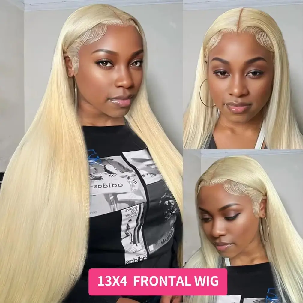 40 Inch 613 Lace Front Wig Human Hair 13X4 Blonde Straight HD Transparent Lace Frontal Wigs Human Hair 250% Density Human Hair 2