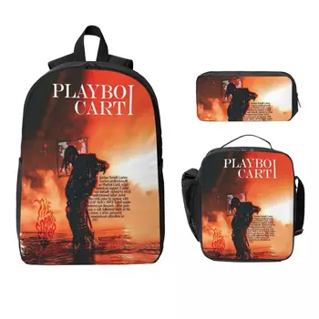 3Pcs Playboi Carti School bags Set for Children Pen Bags Backpack Sets with Lunch Box For School Students Daypack 1