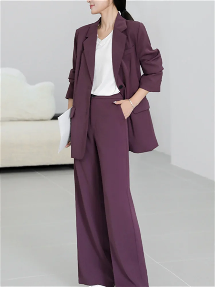 Suit Set Women Spring 2023 New Oversized Long Sleeve Solid Long