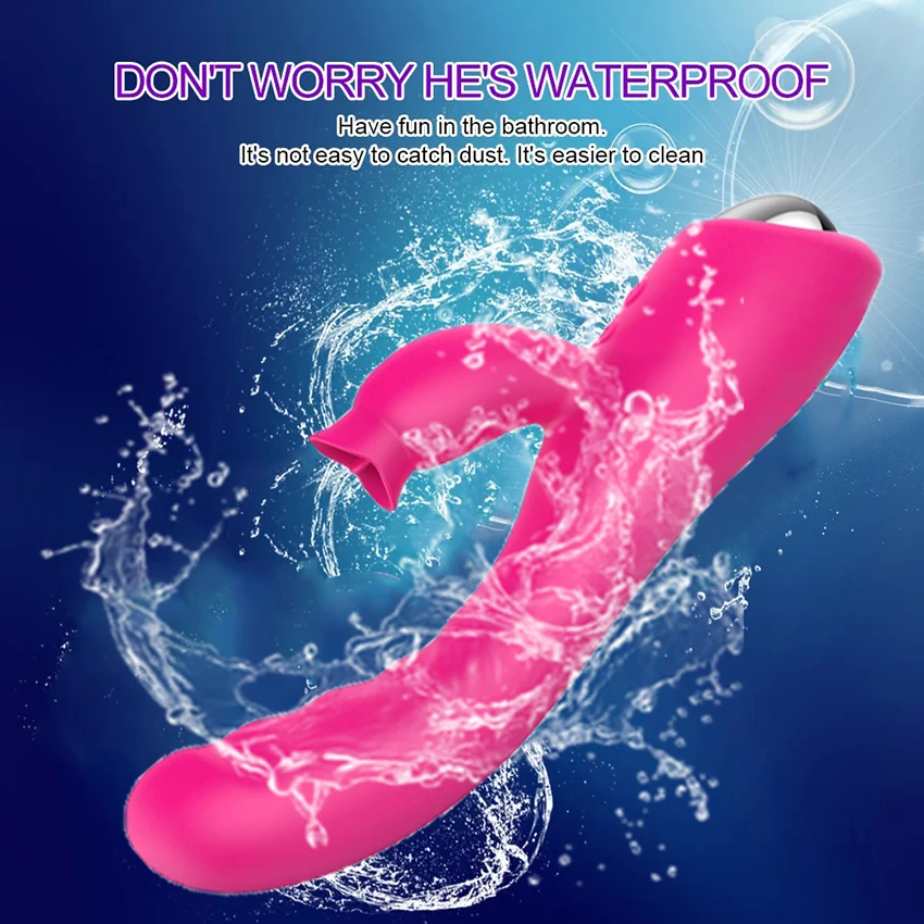 Vibromasseur pour femmes 2 en 1 léchage hine Clitoris stimulateur g-spot puissant Vibro gode baguette femelle Clitoris ventouse sexe adulte_voghion.com