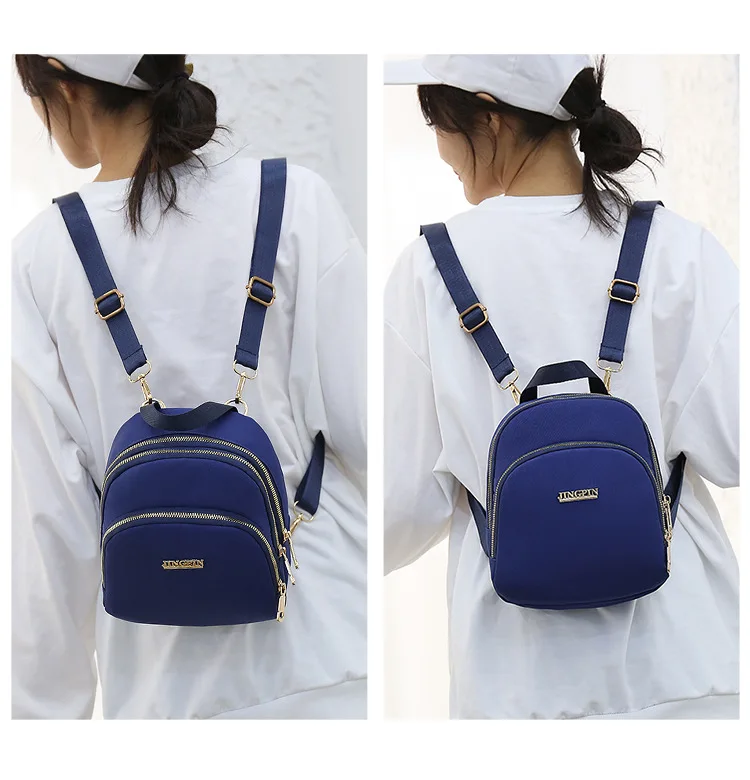 Women Backpack Compact Small Waterproof Oxford Cloth  Mini Backpack Wild Solid Color Korea Japan Student Mobile Phone Bag