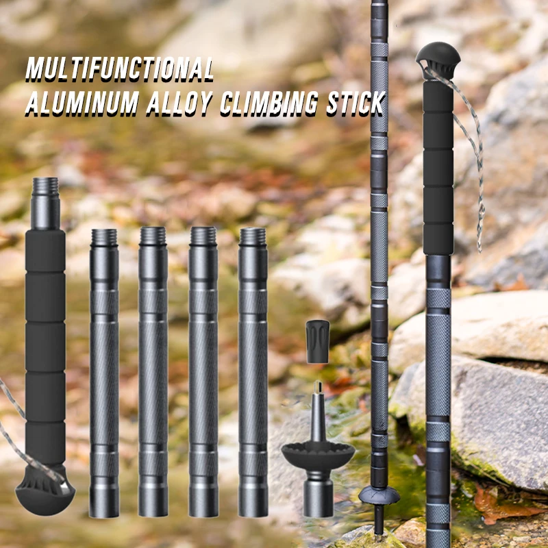 Trekking Pole Trekking Pole Multifunctional Aluminum Walking Sticks New Folding Outdoor Camping Hiking Stick Adjustable Ultralight Alpenstock