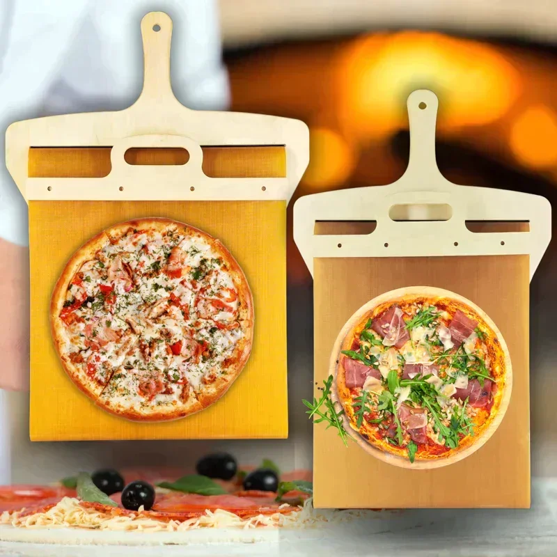 Sliding Pizza Peel Non-stick Wooden Pizza Transfer Shovel with Handle  Baking Tool Pizza Tray Baking Tool kitchen accessories