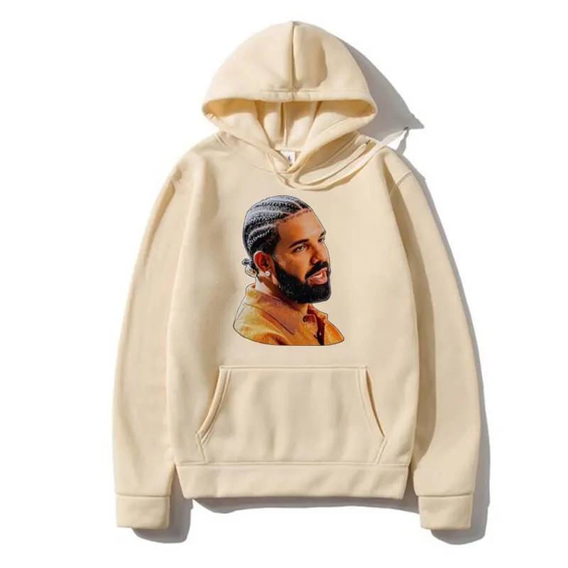 Rapper Drake Face Print Hoodie Autumn Winter Long Sleeve Pullover Hip-Hop Music Lovers Sweatshirts Oversized Streetwear Hoody