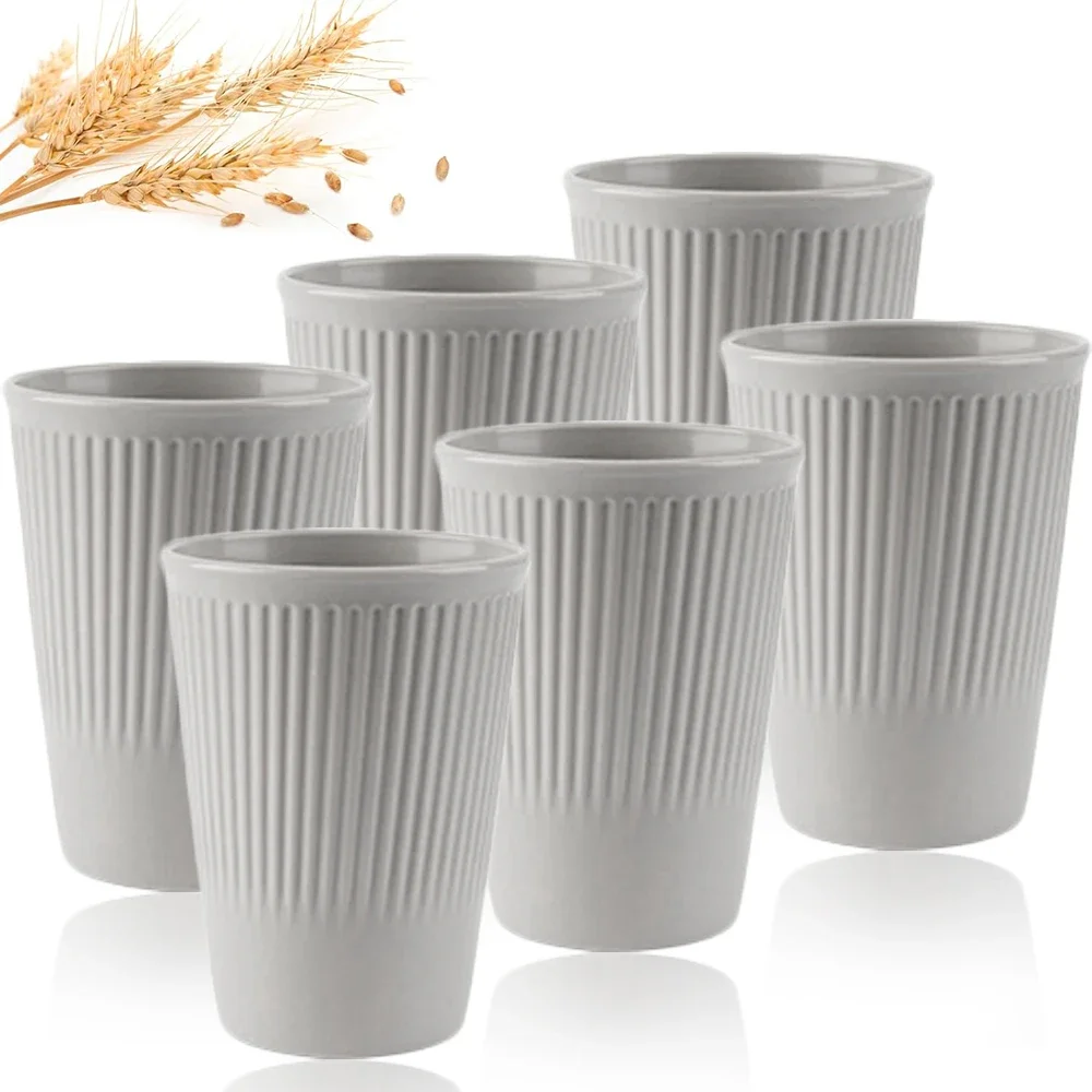 Eco-Friendly Wheat Straw Unbreakable Multi-Purpose Biodegradable Drinking Cups, Set of 6, BPA-Free