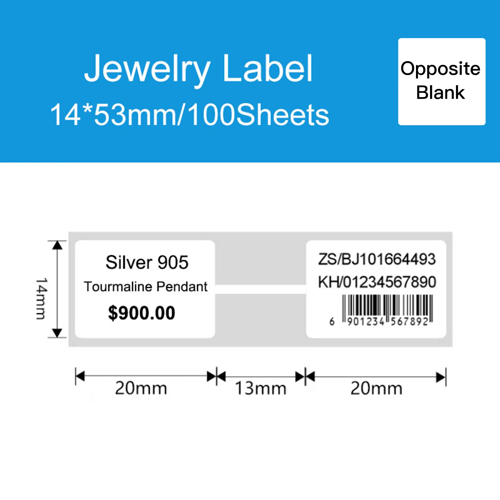1 Roll 14x53mm 100 Sheets Thermal Printing Sticker Paper Self-Adhesive Waterproof Oil-Proof Tear Resistant Label Tape for DP23