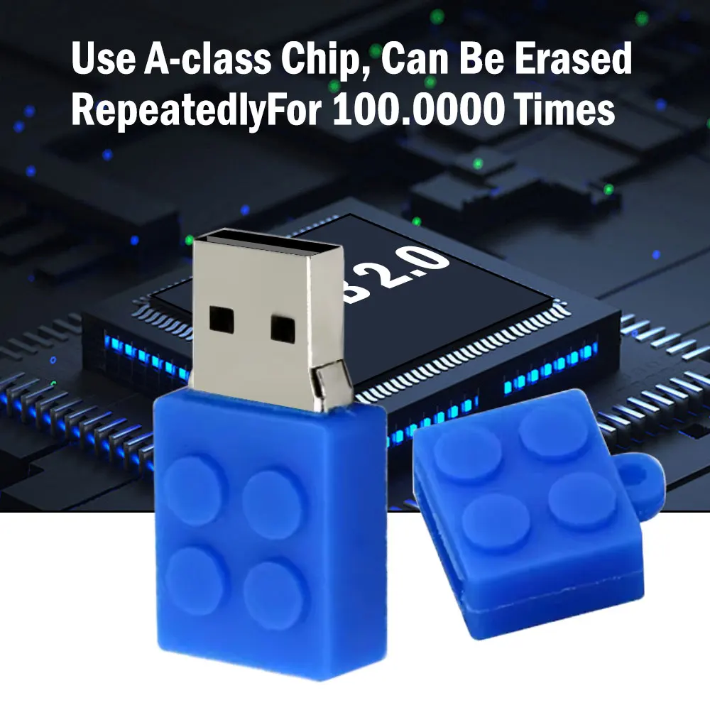 장난감 블록 메모리아 USB 2.0 플래시 드라이브 4GB 실리카겔 빌딩 블록 32GB 펜 드라이브 실제 용량 USB 스틱 16GB 어린이 선물