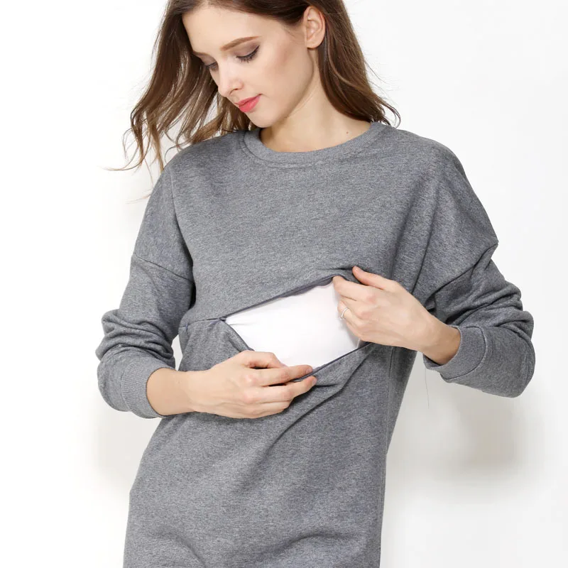 Big Size Autumn Winter Maternity Clothes Sweater Cotton Long Sleeve Nursing Top Breastfeeding Clothes Sweater for Pregnant Women