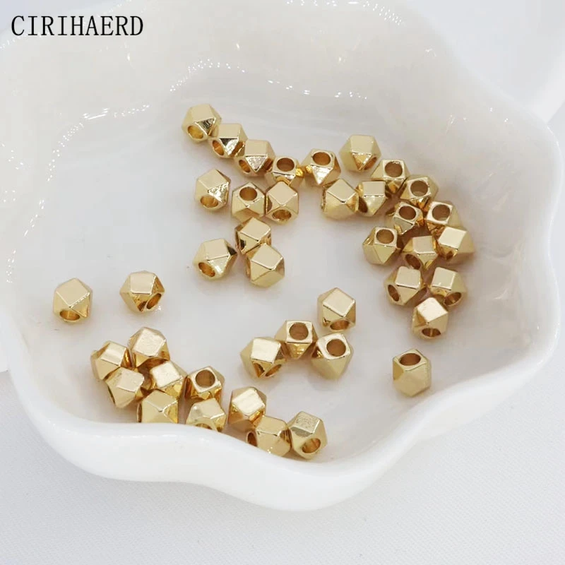 Faceted Beads Solid Gold Beads Wholesale 14K Gold Faceted Mirror