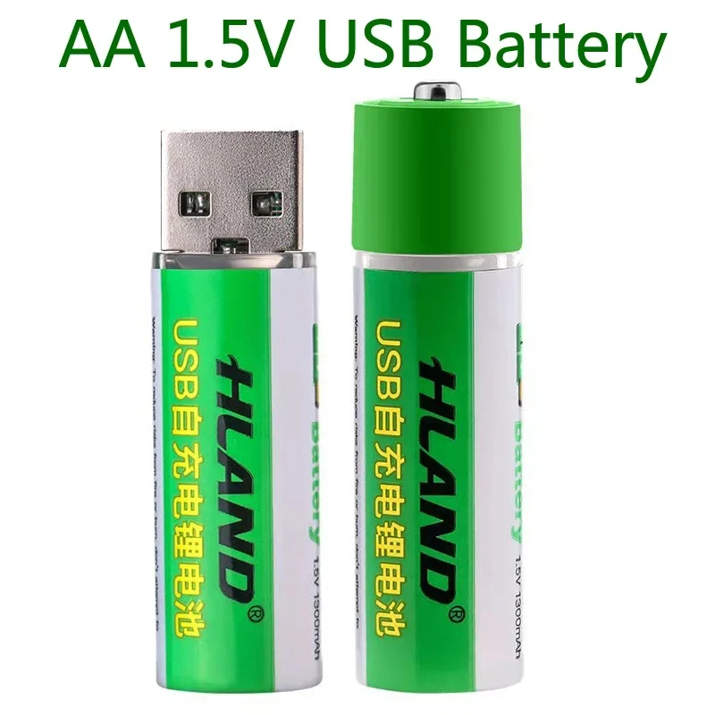 1.5V AA 1300mAh USB rechargeable lithium ion battery For Remote Control Wireless Mouse + cable Large capacity