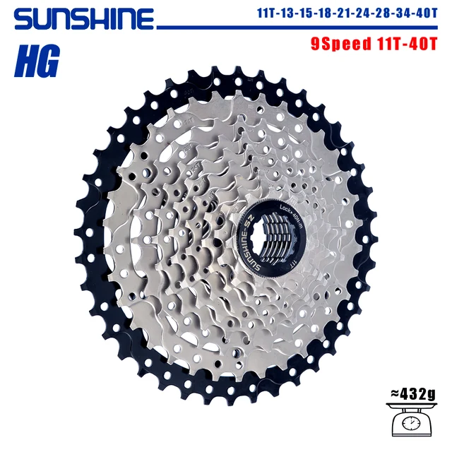 SUNSHINE Bicycle Cassette 8/9/10/11/12 Speed Mountain Bicycle Freewheel Bicycle Sprocket HyperGlide system For Shimano/SRAM 9 Speed 11T-40T