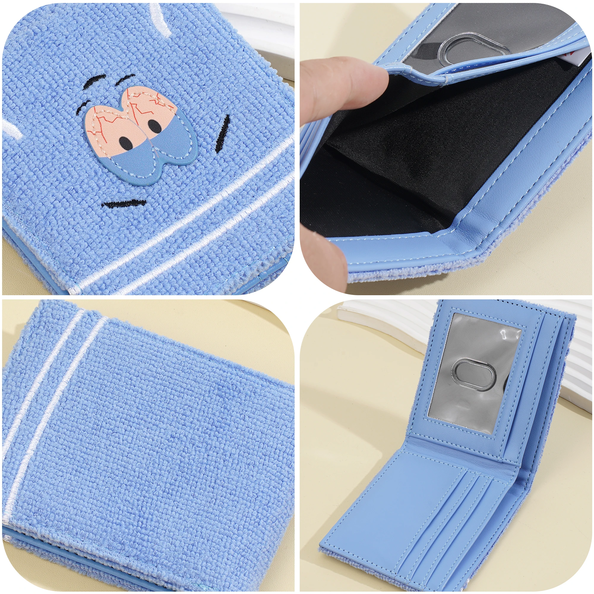 Portafoglio in Peluche a Forma di Cartone Animato per Donne, Superficie Morbida e Soffice con Chiusura a Zip, Portamonete in Pelle PU, Regalo Casual e Carino per Ragazze - immagine 6