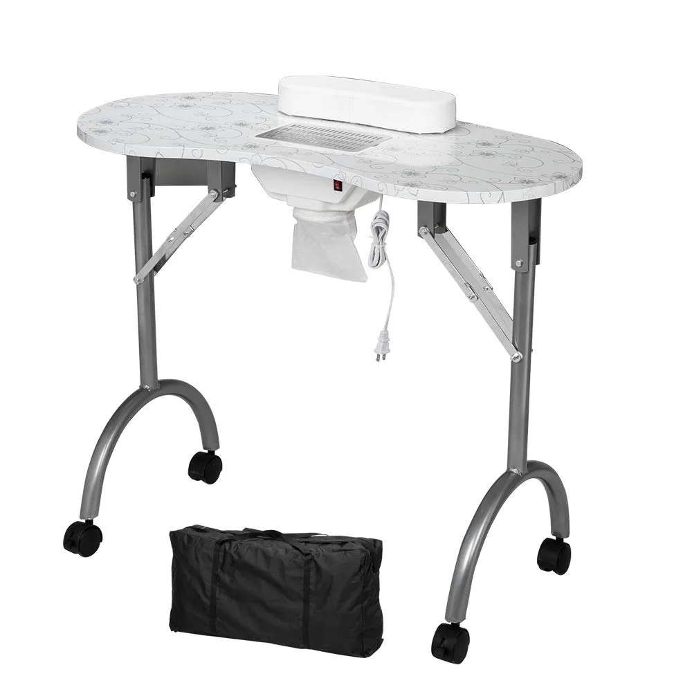 

Mefeir Manicure Nail Table with Electric Dust Collector, Foldable MDF Laminated Home Nail Beauty Technician Desk, Spa Salon