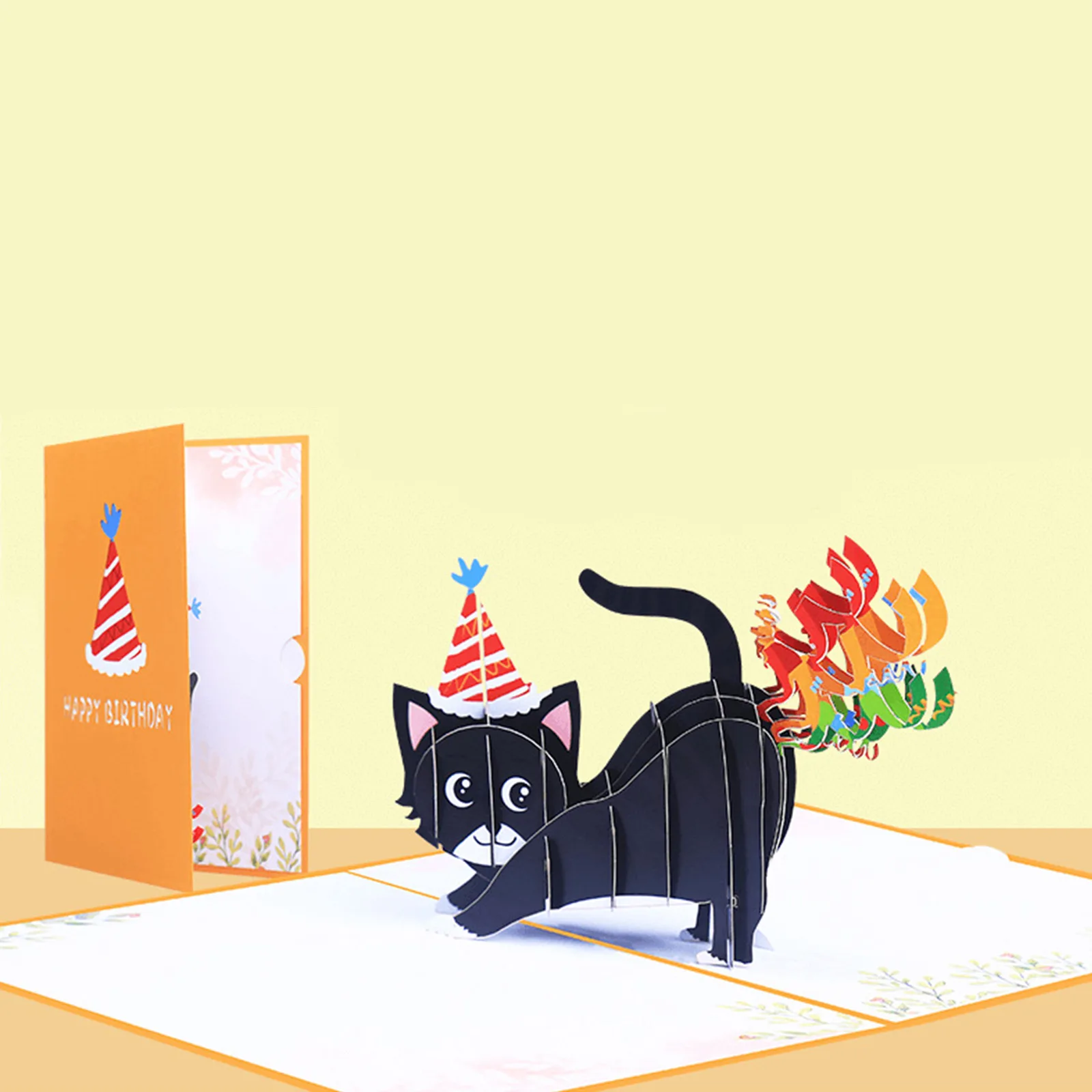 3D Pop UP Happy Birthday Greeting Invitation Cards With Envelope Postcards 3D Black Cat Birthday Card Party Supply greeting cards