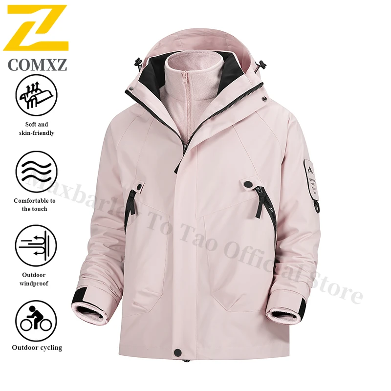 EiAO Graphene Black Gold Windbreaker Jacket Winter Thermal Windproof 3-in-1 Outdoor Hiking Coat for Men Women Travel Camping