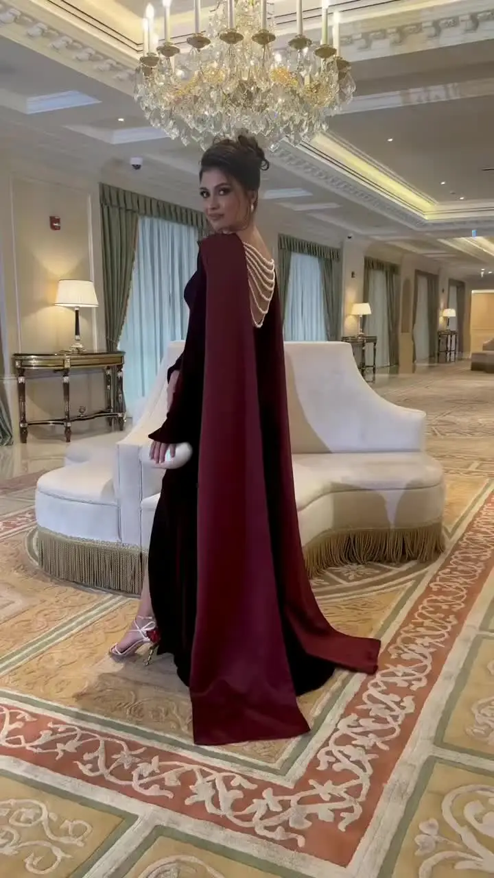 MOLISA Red Velvet Saudi Arabia Вечерние платья по индивидуальному заказу русалки с жемчугом 2025