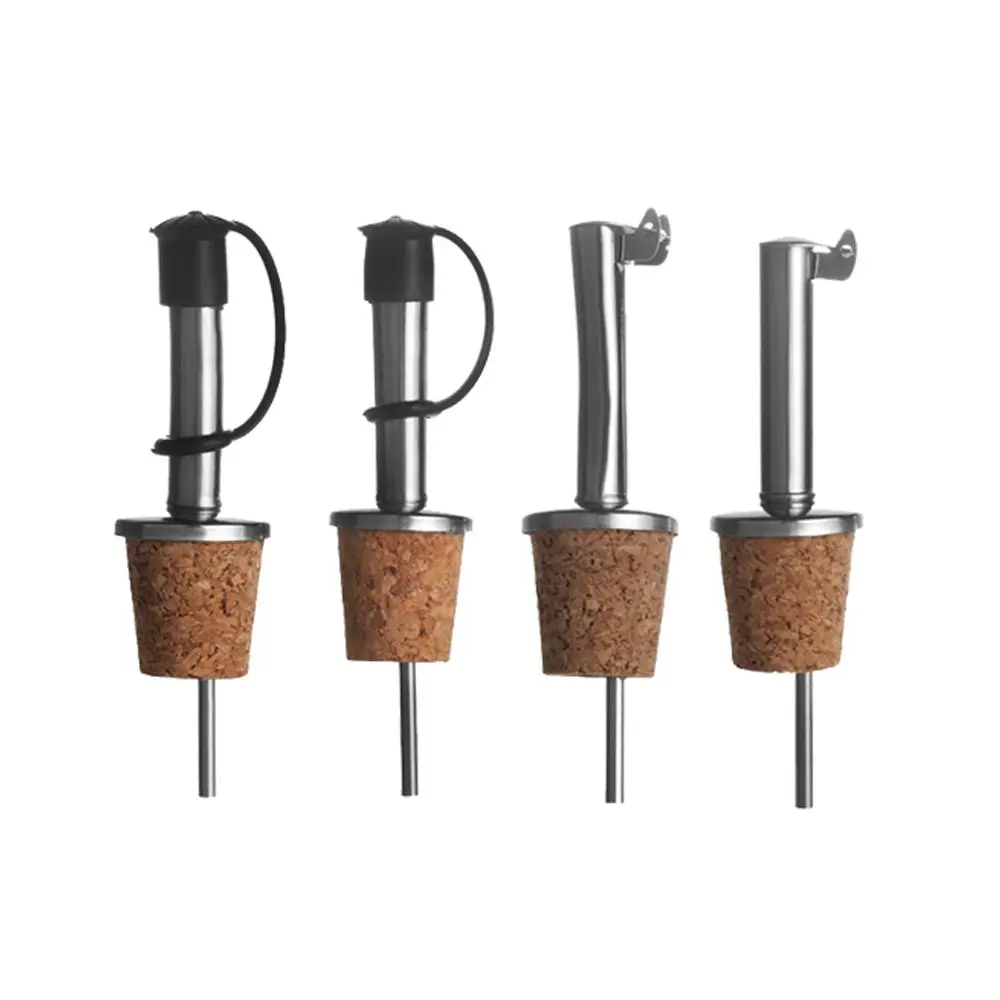 Wooden Cork Stopper For Bottle Wine Olive Oil Pourer Dispenser Spout with Cover Bottle Pourer Stopper For Bottle Bar Accessories