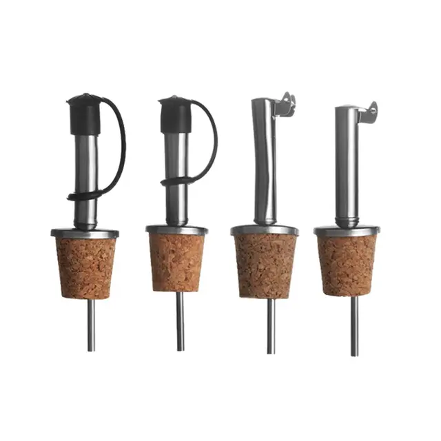 Wooden Cork Stopper For Bottle Wine Olive Oil Pourer Dispenser Spout with Cover Bottle Pourer Stopper For Bottle Bar Accessories