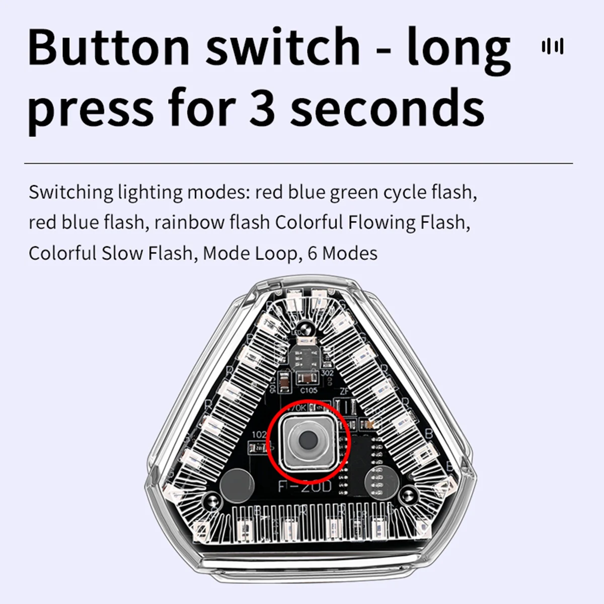 Triangles Solar Power Strobe Warning Light Motorcycle Car Motorbike Tail Colorful LED Night Rear Collision Flashing Signal