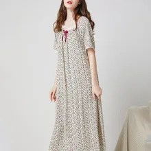 

Women Nightgown Cotton Short Sleeve Lingerie Polka Dot Nightwear Women's Pajamas Home Clothes Dressing Gown Plus Size Nightdress
