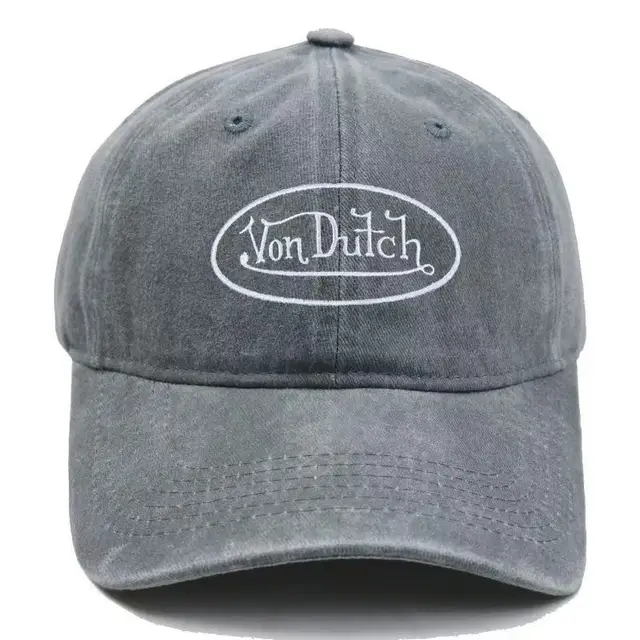 Popular VON DUTCH Embroidered Baseball Hat for Men and Women, Washed and Used Outdoor Leisure Versatile Sunshade Duck Tongue Hat 2