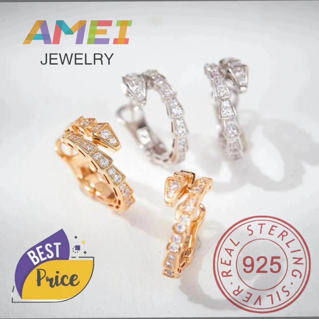 

1: 1 Customized Fashion Trend Brand Jewelry Classic Snake Diamond Women's Pendant Earrings Birthday Party Gift