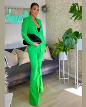 

Customize green Women Suits Blazer Pants 2pcs Sets Women Business Suits Formal Pants jacket coat suit office wedding suit
