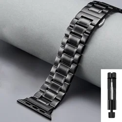 Premium Stainless Steel Watch Strap - Elegant Metal Bracelet Band for 42mm(Series 11 10) (Black)