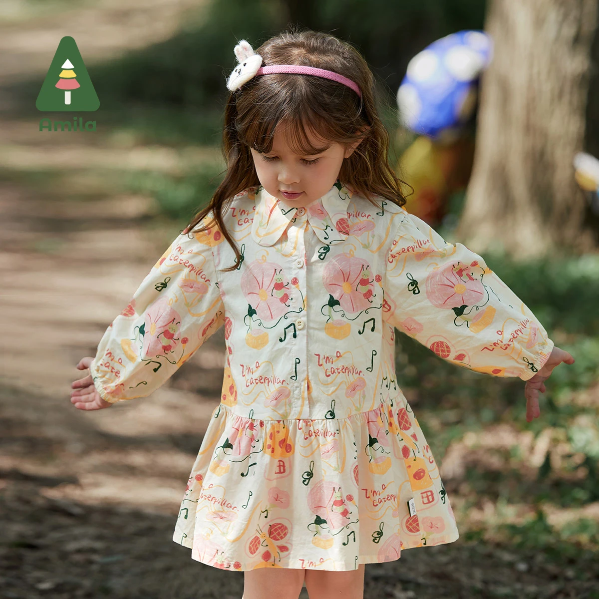 Amila Baby Girl Dress 2025 Spring New 100% Cotton Long Sleeves A Amila Baby Girl Dress 2025 Spring New 100% Cotton Long Sleeves A