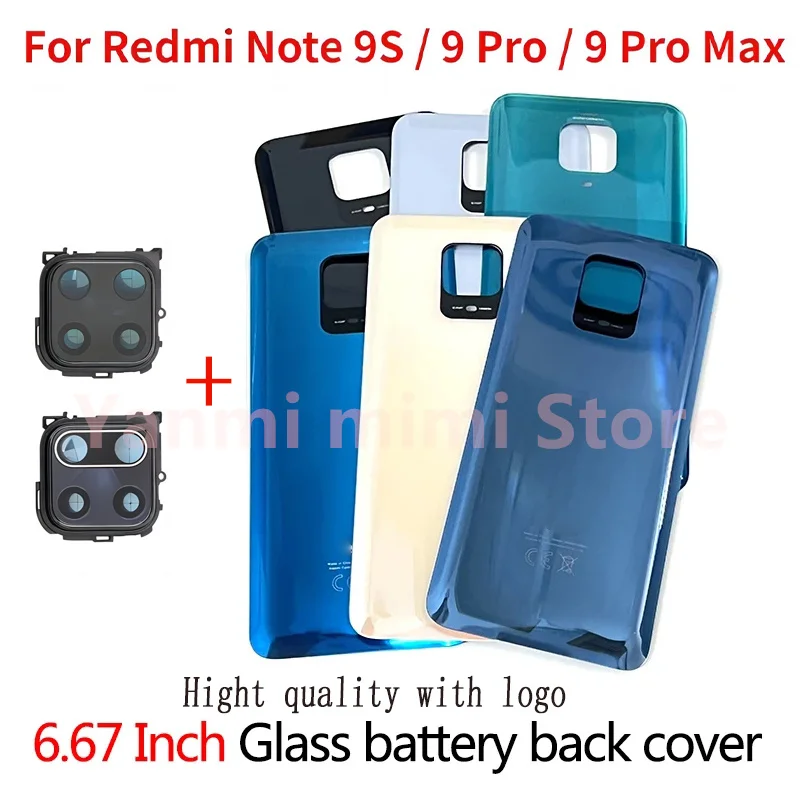 

Note 9S Glass For Xiaomi Redmi Note 9 Pro Max S Note 9Pro Battery Back Cover Rear Door Lid Panel Shell Housing Case Camera Lens