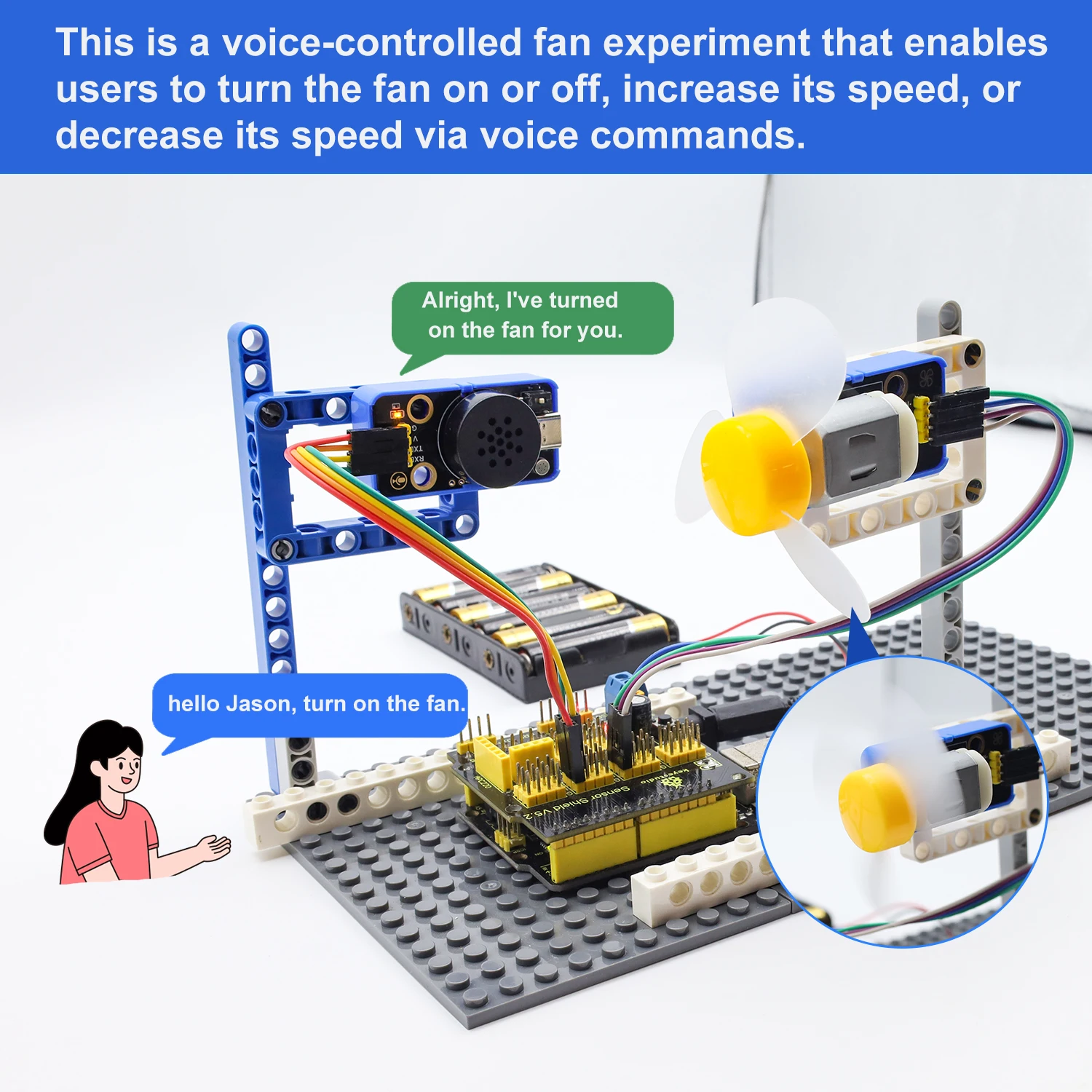 Keyestudio SU03 Xiaozhi Englisches Sprachmodul DIY elektronischer Baustein für Arduino-Projektprogrammierung, kompatibler Lego-Block – Detail 14