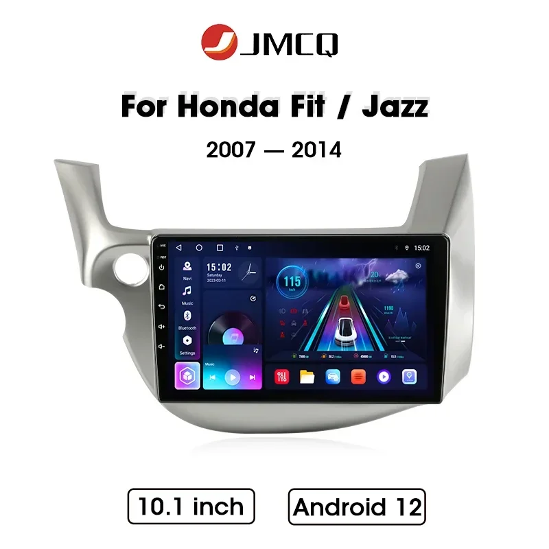 JMCQ-Rádio estéreo para carro para Honda Fit Jazz, Android 12 Carplay, Leitor de vídeo multimídia, GPS de navegação, Unidade principal, 2007-2014, 2Din