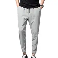Young Style  Trendy Stretchy Waist Pencil Pants Ankle Length Pencil Pants Drawstring   Male Garment 3