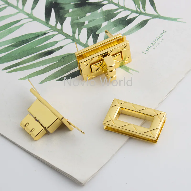 5-10-30pieces 33x19mm fashion bag rectangular lock K gold handbags lock hardware Twist lock