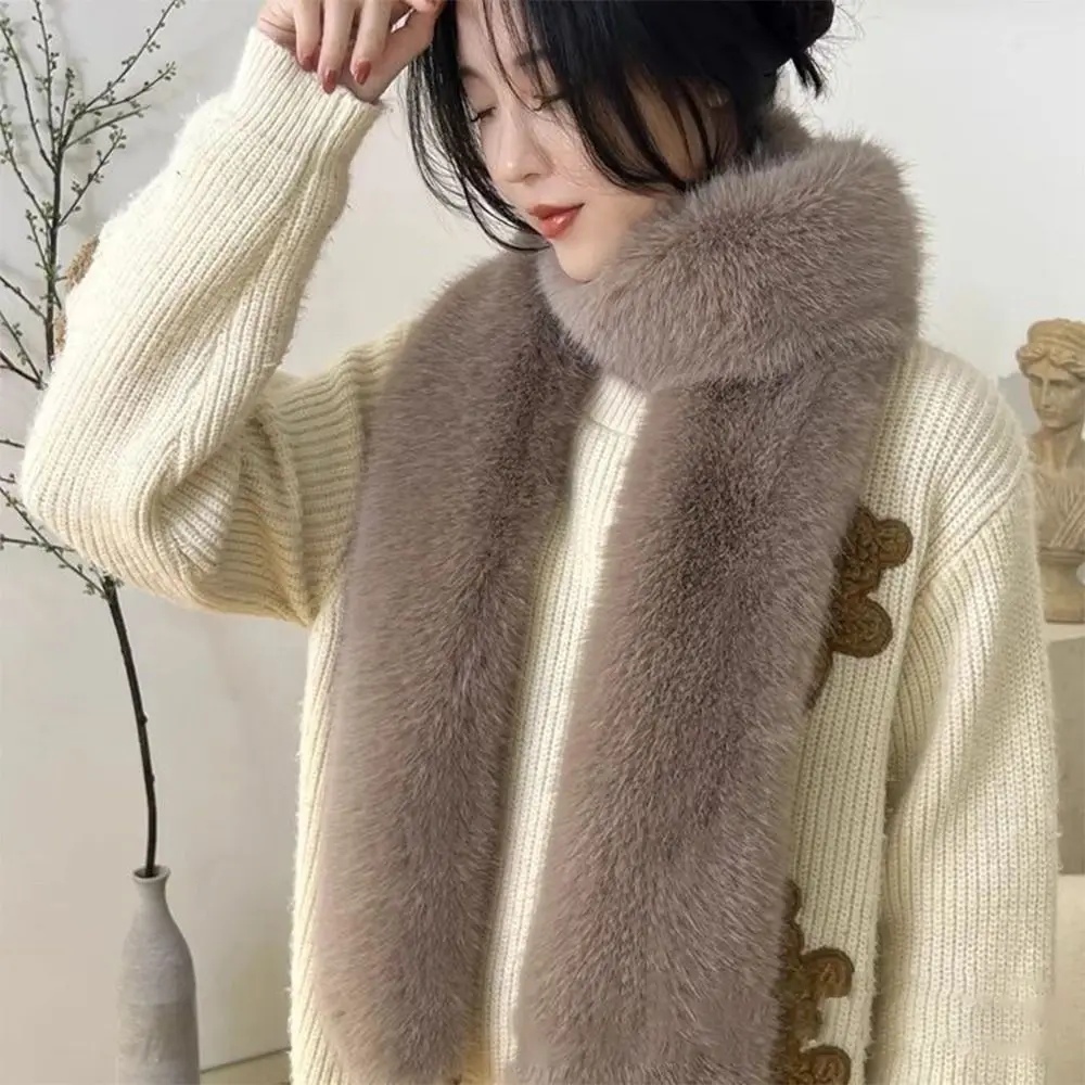 Faux Fur Long Scarf Thick Fluffy Plush Neck Warmer