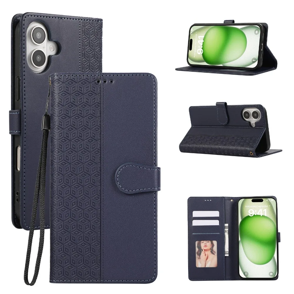 Leder-Schutzhülle für iPhone 13 12 Mini 16 15 14 11 Pro Max XS XR 8 Plus, Geldbörse mit Handschlaufe und Kartenhalter_voghion.com