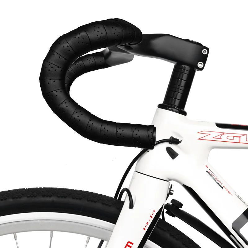 Fahrrad lenker band mtb road bike pu leder perforierter gürtel atmungsaktiv fahrrad griff wickel gurte fest gefahrgurt – Detail 9