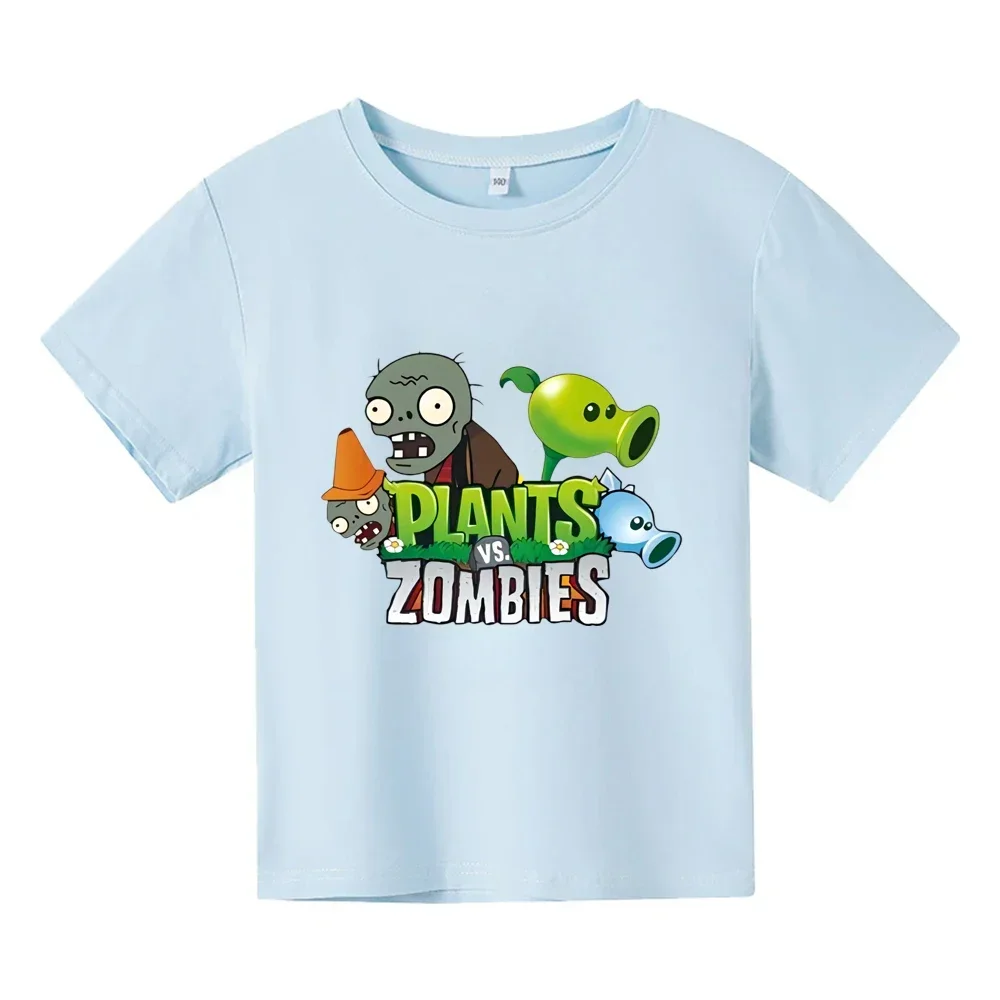 Summer Funny Children T-shirt Cotton Pvz Plants Vs Zombie Plants Print Kid T Shirts Game Garden Warfare Plants Baby Tee Clothing 6