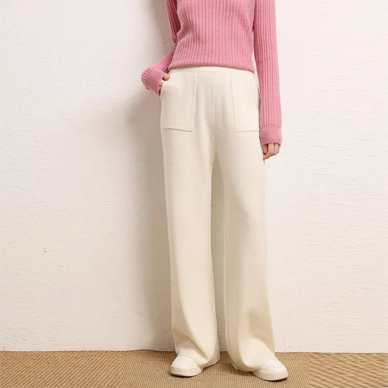 

S-XXL 100% Cashmere Women's Wide Leg Pants Leisure and Comfortable Autumn and Winter Series Long Women's Wide Leg Pants Hot Sale