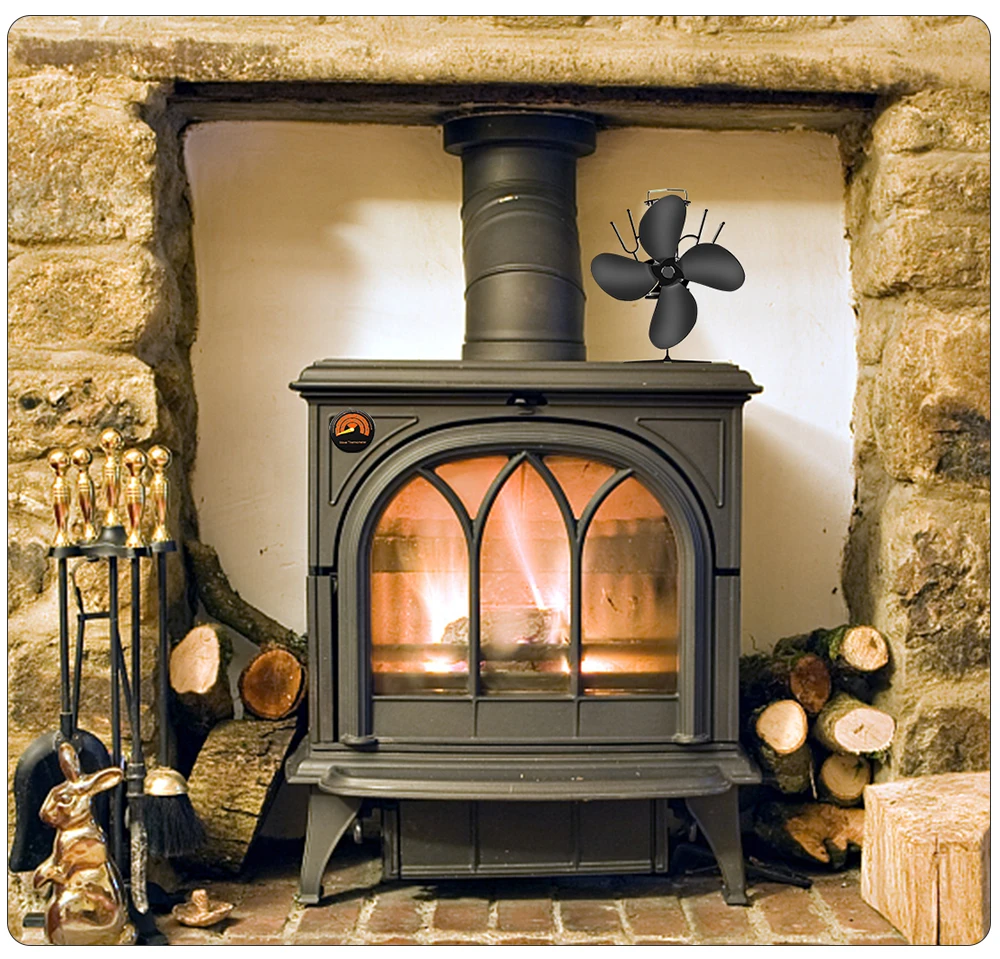 4 Blade Heat Powered Stove Fan Log Wood Burner Eco Friendly Quiet Fireplace  Fan Winter Warm Home Efficient Heat Distribution - AliExpress