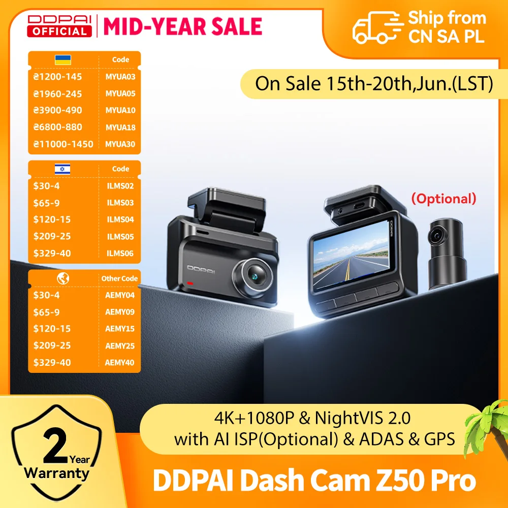 DDPAI Dashcam Z50 Pro 4K Auto-DVR Nachtsicht 5GHz Wi-Fi GPS ADAS 24h Parkmodus Unterstützt Front- und Rückkamera - AliExpress 34