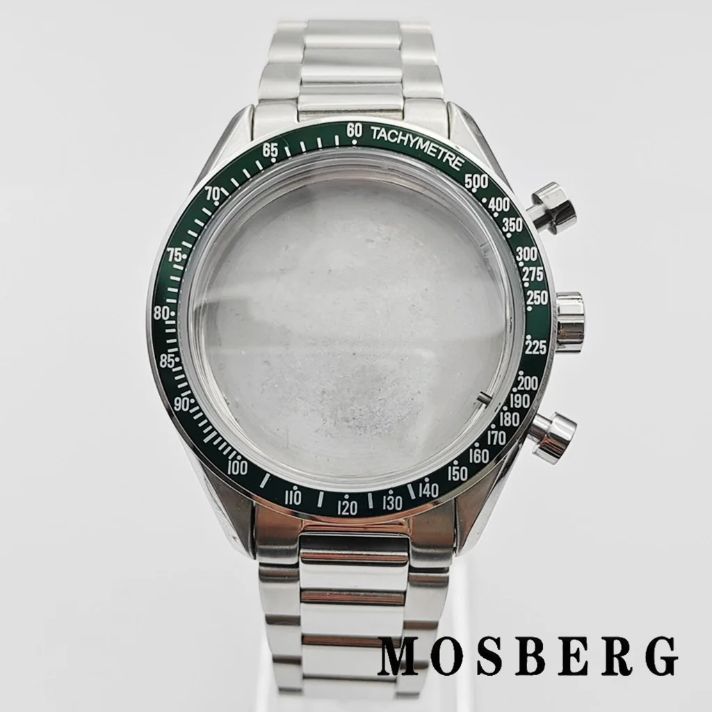 Silver Stainless Steel 40mm Watch Case with Multi-Color Bezel Options