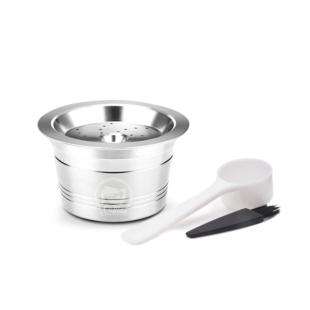 

Coffee Capsules Refillable Pods Refillable Coffee Capsules Stainless Steel with Spoon Brush for K-fee Espresso Machines