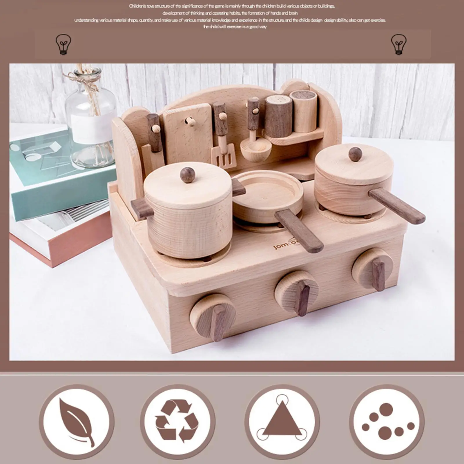 

Pretend Kitchen Playset Simulation Cooking Montessori Toys Kitchen Play Toy Set for Kids