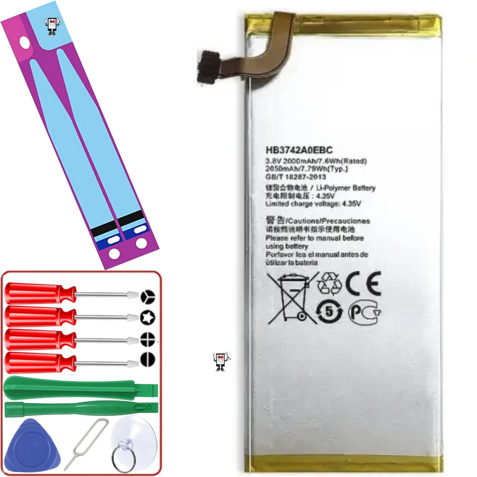 Batteria Per Huawei Ascend P6 U06 G6 Originale Arancione Gova P7 Mini Hb3742A0Ebc