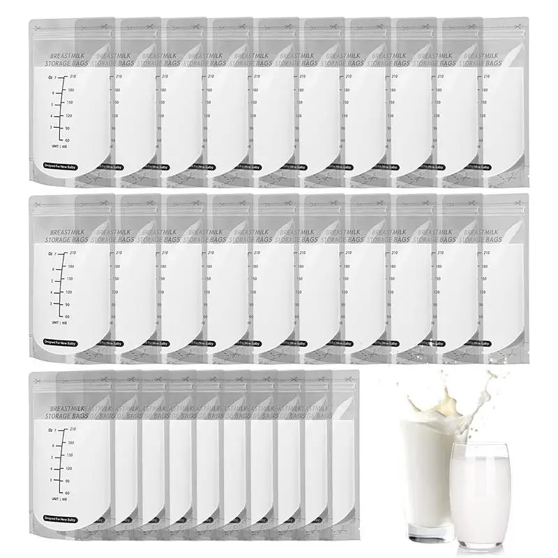 

Breast Milk Storage Bag 210ml Freezer Organizer For Breast Milk Double Zipper Closure Milk Container For Home Car Traveling